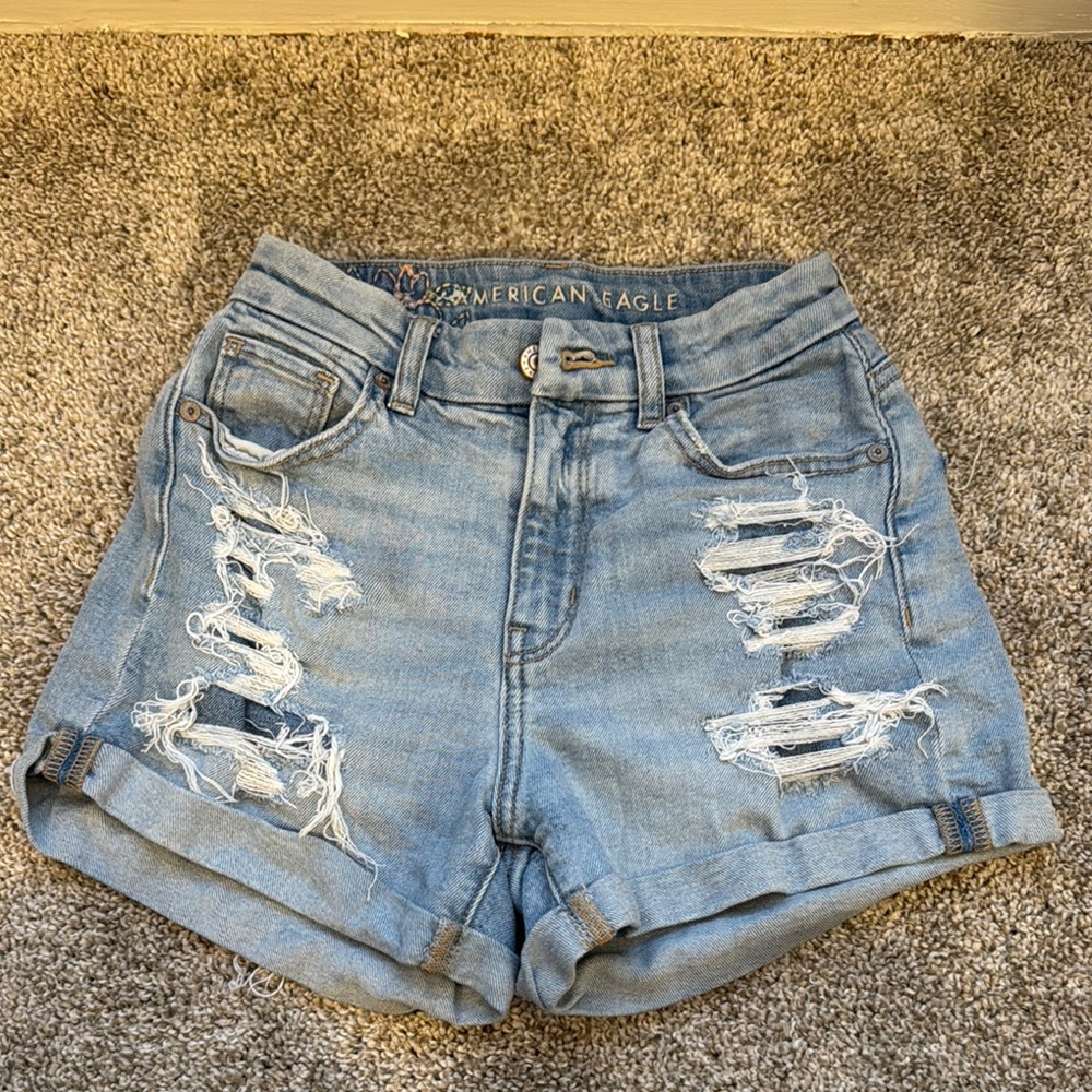 American Eagle Outfitters Blue High-Waisted Jean Shorts
